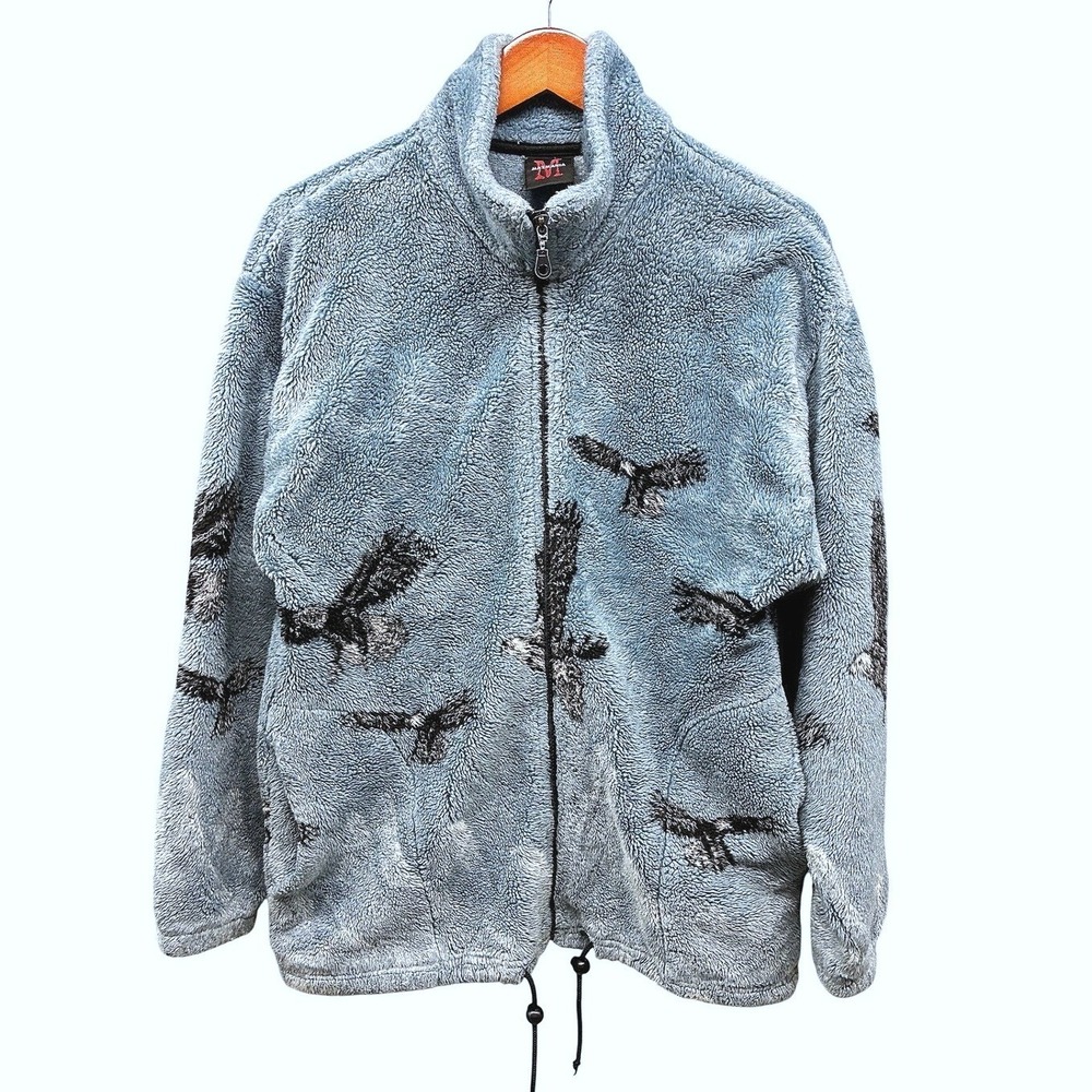 Mazmania High Pile Sherpa Fleece Jacket Mens M Blue Full Zip Outdoor Gorpcore